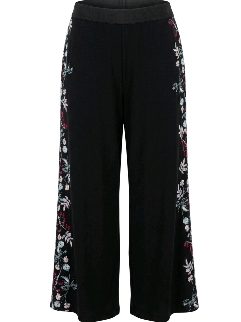 Alfani Black Wide-Leg Pants with Pink & Blue Floral print